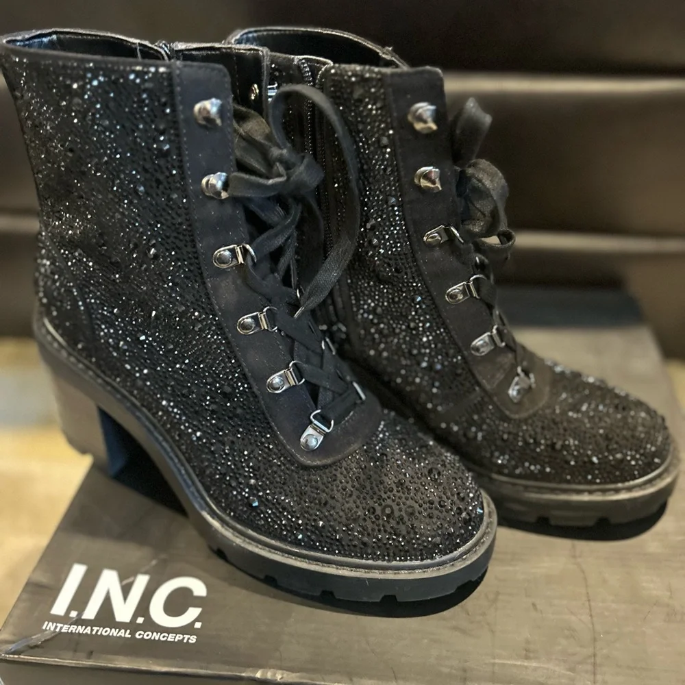 INC Black Glitter Boots - Picture 5 of 8